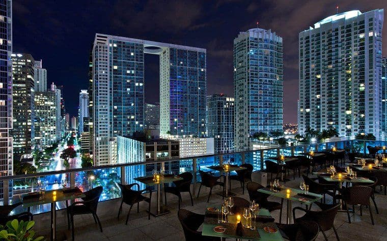 Chic rooftop restaurant